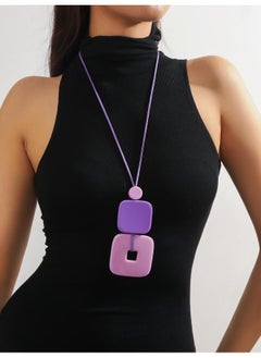 نيبمينينت New Jewelry Square Acrylic Pendant Multi-color Personality Long Necklace Fashion Versatile Accessories 