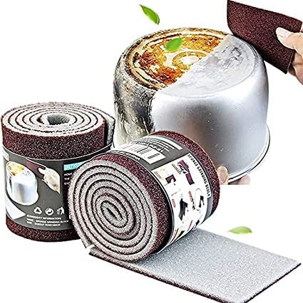 WEZOSHINET Sponge Grinding Block ROLL Magic Cleaning Sponge Scratch Proof Kitchen Roll Emery Cleaning Sponge Dish Cleaning Scrubber for Pantry Dishwashing Bathroom Floor Kitchen 100cm Brown - Image 2