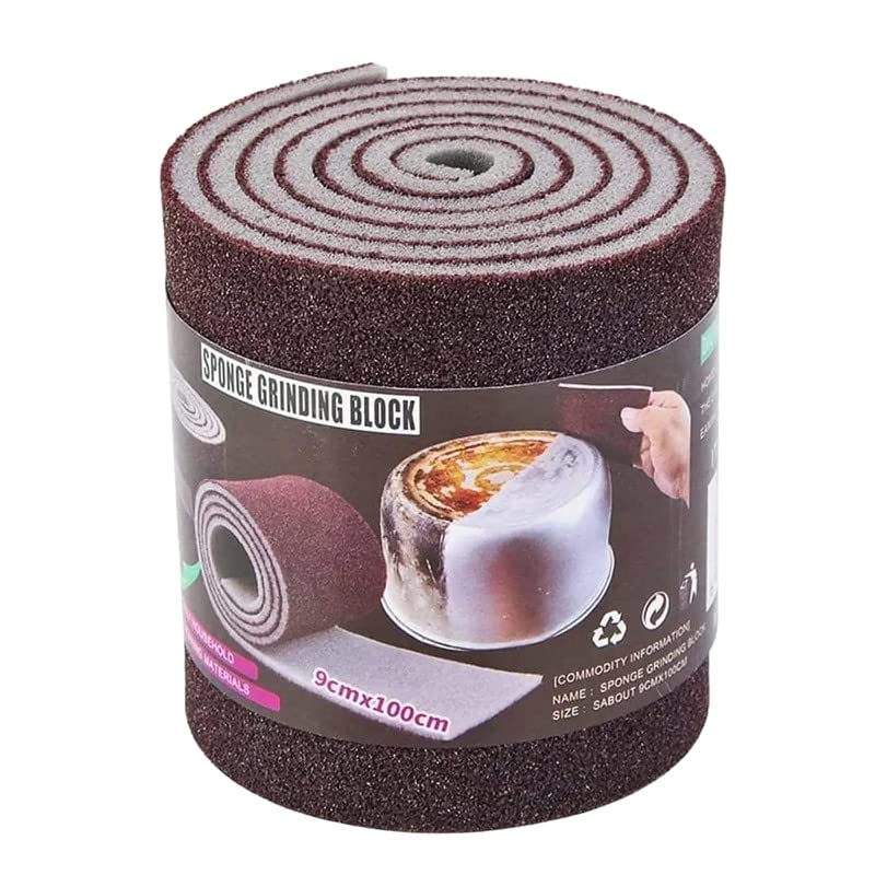 WEZOSHINET Sponge Grinding Block ROLL Magic Cleaning Sponge Scratch Proof Kitchen Roll Emery Cleaning Sponge Dish Cleaning Scrubber for Pantry Dishwashing Bathroom Floor Kitchen 100cm Brown - Image 1