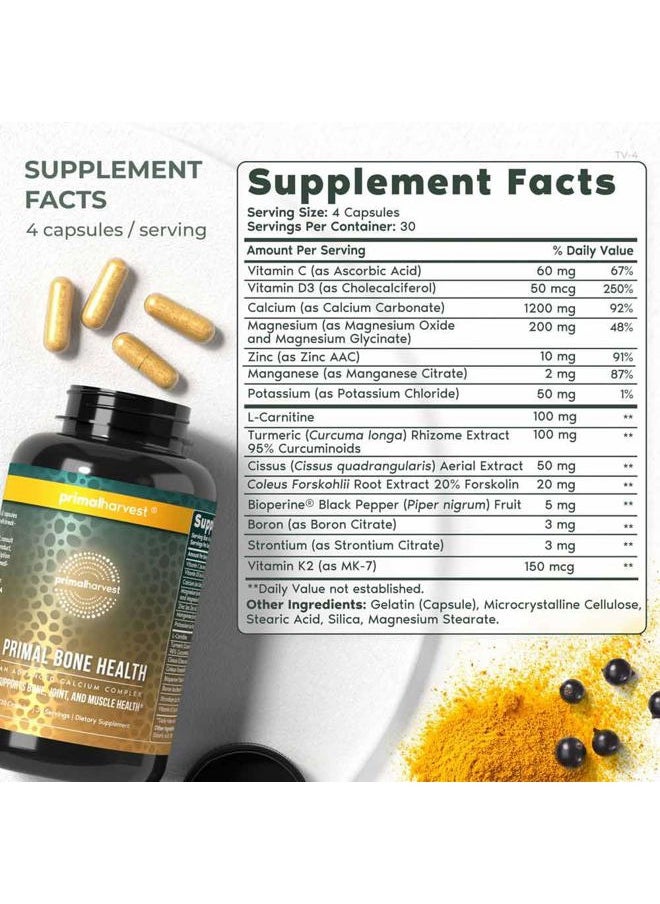 Primal Harvest Calcium Carbonate Bone Health Complex for Men and Women with Calcium, Magnesium, Zinc, Manganese, Potassium, and L-Carnitine  - Image 2