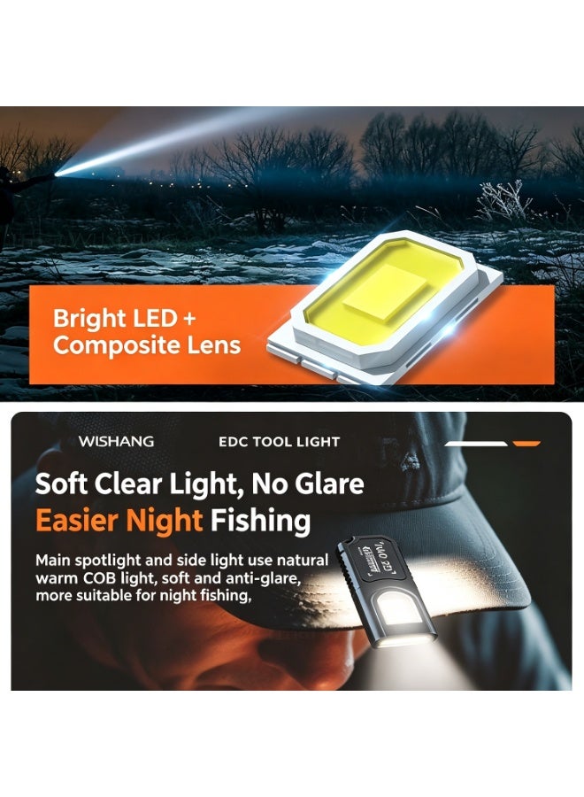 1-pack Bright LED Mini Flashlight with Magnetic Base and USB Rechargeable - Portable Work Light, Keychain Clip, Multi-functional, Suitable for Camping, Hiking, Walking, Durable Construction - Image 5