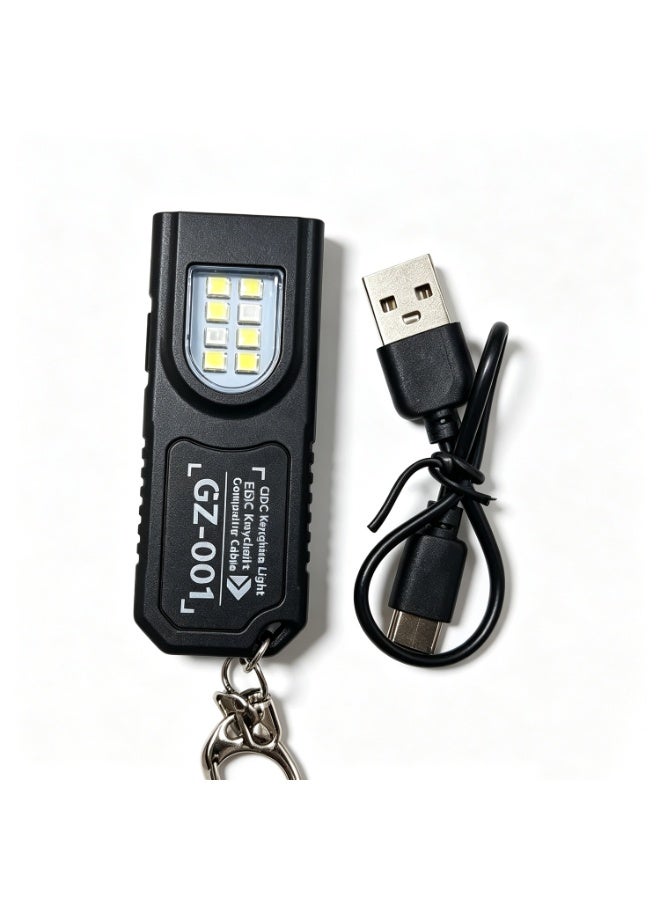 1-pack Bright LED Mini Flashlight with Magnetic Base and USB Rechargeable - Portable Work Light, Keychain Clip, Multi-functional, Suitable for Camping, Hiking, Walking, Durable Construction - Image 1