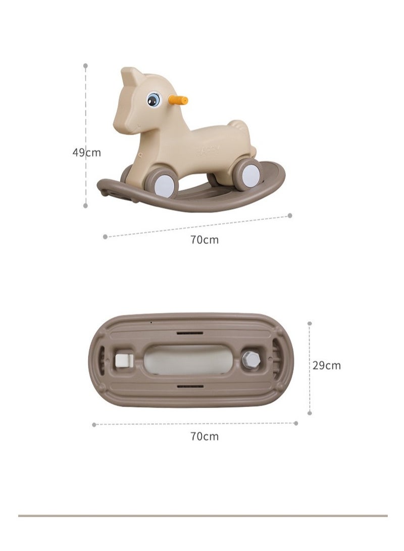 CityRiya-Long 2 in 1 Toddler Rocking Horse & Sliding Car with Detachable Balance Board, Silence Wheels - Kids Indoor Outdoor Ride On Toy, Baby Walker, Toddler Balance Bike for Early Education, 2 Modes, Suitable for 1-5 Years（Coffee）  - Image 2