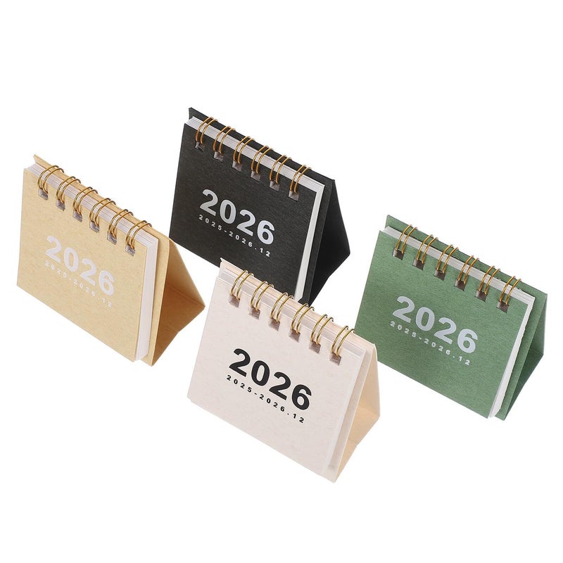 Compact Mini Desk Calendar 4pc Thick Paper Flip Design for Office Home - Image 2