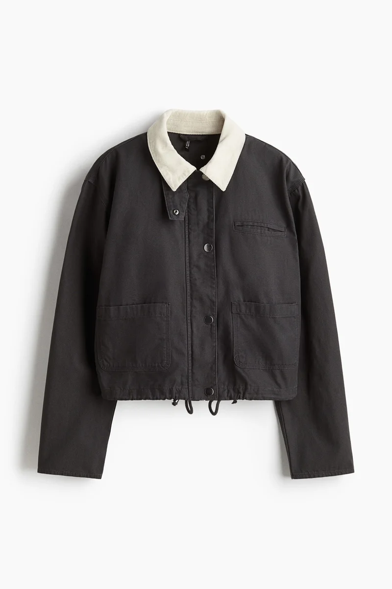 H&M Corduroy-collar canvas jacket