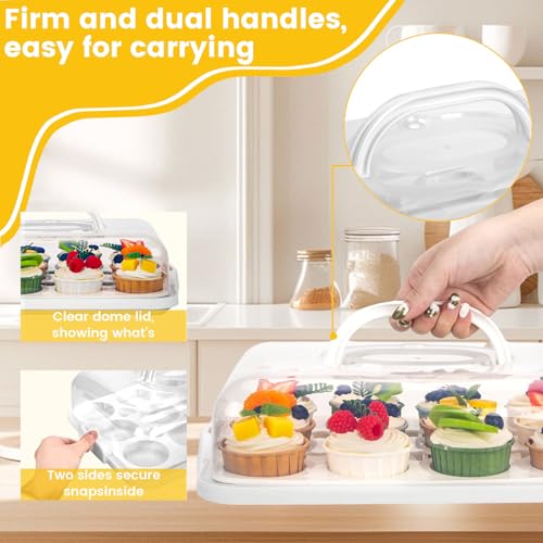 VGOODALL Cake Carrier with Lid and Handle, 12 Capacity Cupcake Carrier, 2-in-1 Rectangular Cupcake Holder for Pies Muffin Pizza Nuts Fruit, Dessert Storage Containers for Parties, Picnics, Baking - Image 3