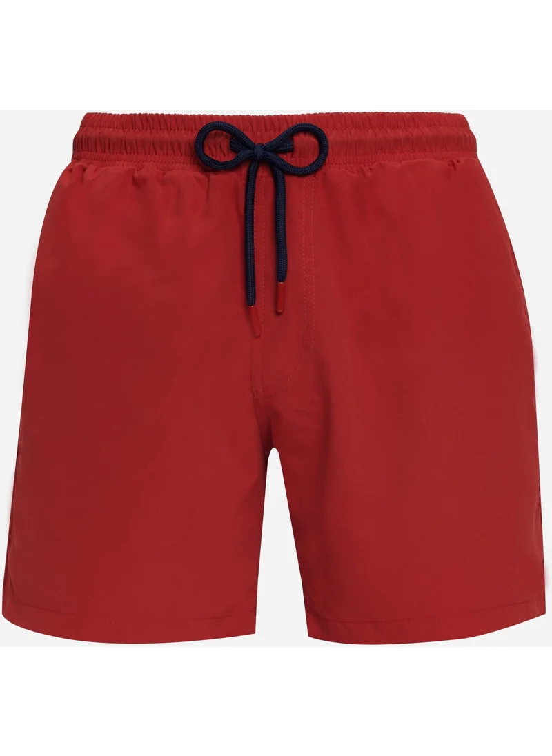 تودورس Men's Standard Fit Quick Dry Patterned Red Swimwear Swim Shorts