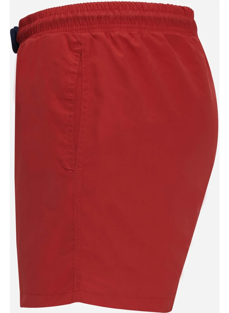 تودورس Men's Standard Fit Quick Dry Patterned Red Swimwear Swim Shorts