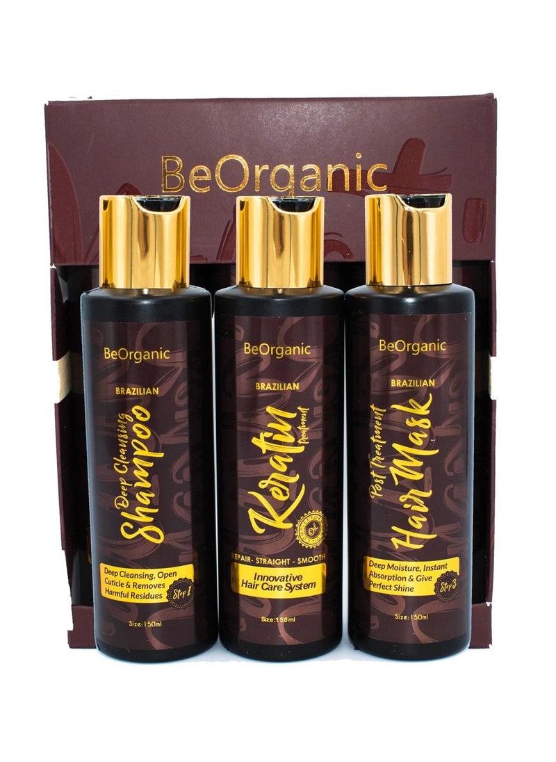 BeOrganic - 3-Piece Brazilian Keratin Treatment Set - Image 1