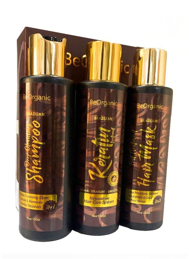 BeOrganic - 3-Piece Brazilian Keratin Treatment Set - Image 1