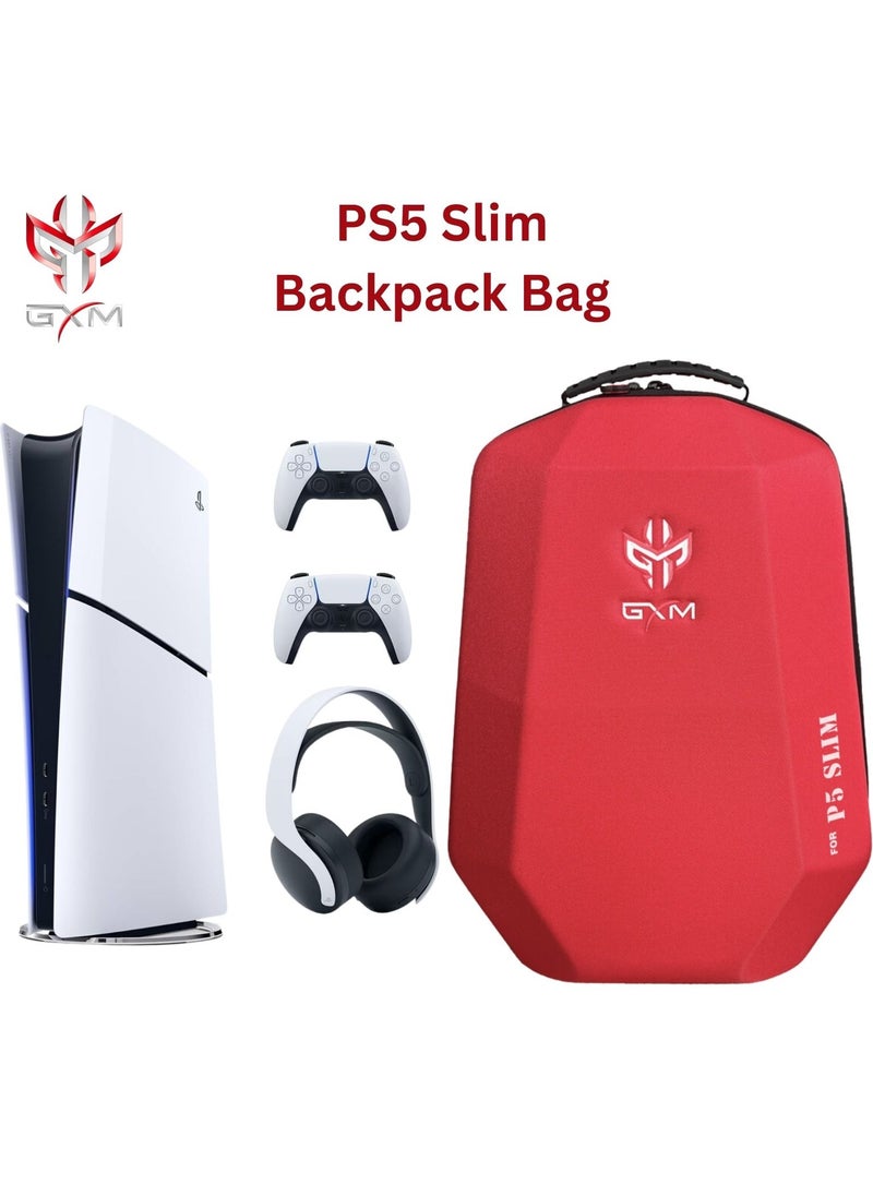 iCore GXM PlayStation 5 Slim Travel Back Pack for PS5 Slim Console Shockproof, Polyester & EPE Material, Canvas Shell, Dacron Lining, Dustproof - Red  - Image 1