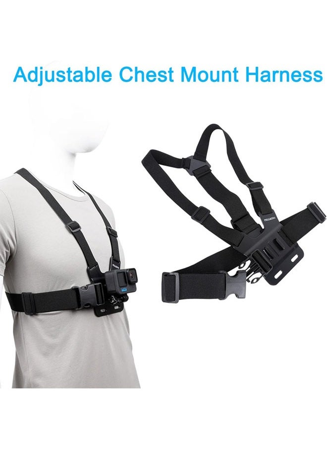 SJet - Accessories Set for GoPro Hero 13/12/11/10/9/8/7/6/5/4 , Quick Release Head Strap Mount + Chest Mount Harness Kit for POV/VLOG Riding Compatible with iPhone,Samsung,DJI Action,and Action Cameras - Image 1