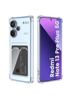 Xiaomi Redmi Note 13 Pro+ Plus 5G Case Clear Card Holder Back Wallet Crystal Transparent Soft TPU Shockproof Bumper Corner Drop Protection Phone Case Cover With Camera Lens Protection