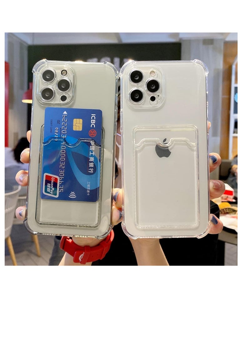Generic - Xiaomi Redmi Note 13 Pro+ Plus 5G Case Clear Card Holder Back Wallet Crystal Transparent Soft TPU Shockproof Bumper Corner Drop Protection Phone Case Cover With Camera Lens Protection - Image 1