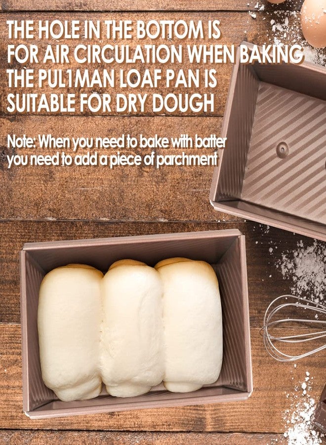 Cyimi Pullman Loaf Pan with Lid Non-Stick Bread Toast Mold with Cover Carbon Steel Corrugated Bread Pan for Oven Baking 1lb Dough Capacity Bread Tin with Dough Scraper Cutter & Oil Brush - Image 5