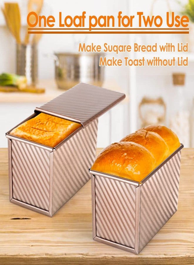 Cyimi Pullman Loaf Pan with Lid Non-Stick Bread Toast Mold with Cover Carbon Steel Corrugated Bread Pan for Oven Baking 1lb Dough Capacity Bread Tin with Dough Scraper Cutter & Oil Brush - Image 4