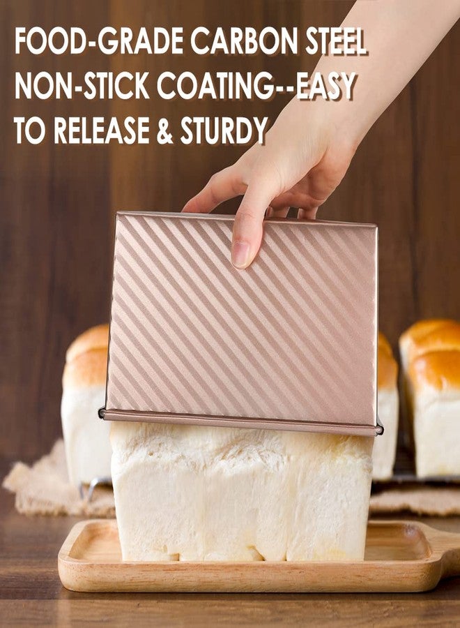 Cyimi Pullman Loaf Pan with Lid Non-Stick Bread Toast Mold with Cover Carbon Steel Corrugated Bread Pan for Oven Baking 1lb Dough Capacity Bread Tin with Dough Scraper Cutter & Oil Brush - Image 3