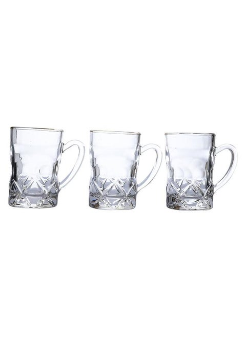 Tea Set With Max Glass Handle With Golden Font 6 Pieces Transparent