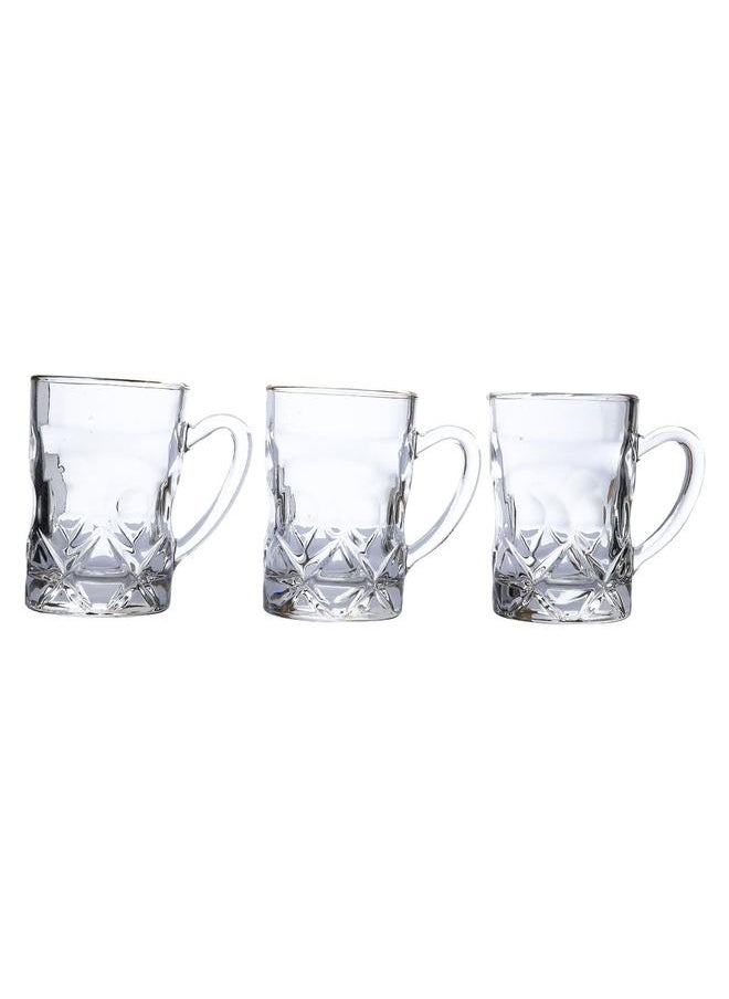 Tea Set With Max Glass Handle With Golden Font 6 Pieces Transparent