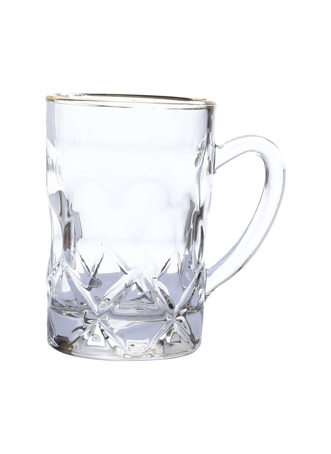 Tea Set With Max Glass Handle With Golden Font 6 Pieces Transparent