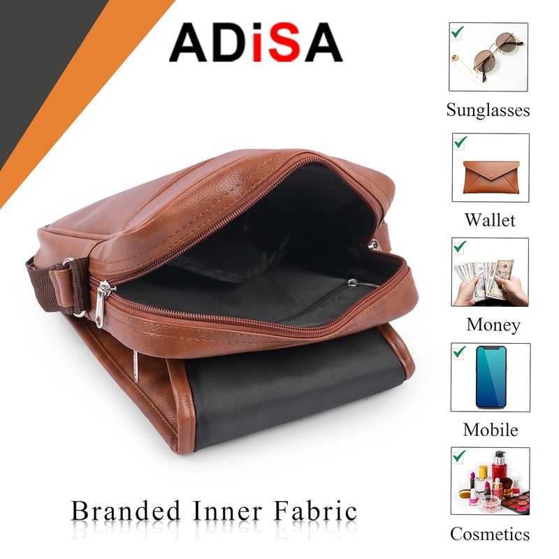 ADISA Faux Leather Unisex Cross Body Travel Office Messenger Sling Bag (MS9015) - Image 5