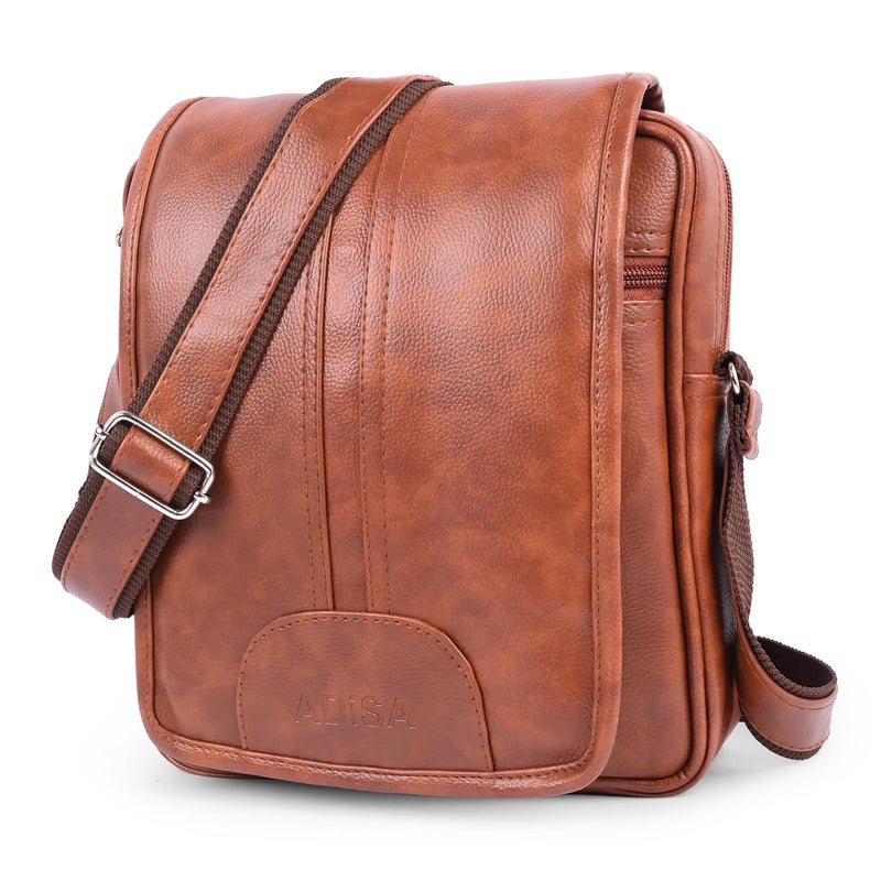 ADISA Faux Leather Unisex Cross Body Travel Office Messenger Sling Bag (MS9015) - Image 2