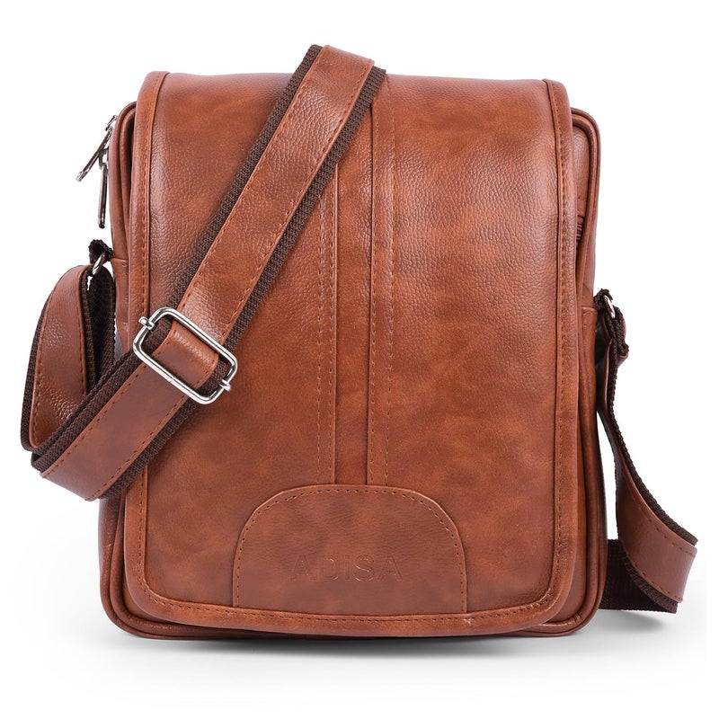 ADISA Faux Leather Unisex Cross Body Travel Office Messenger Sling Bag (MS9015) - Image 1