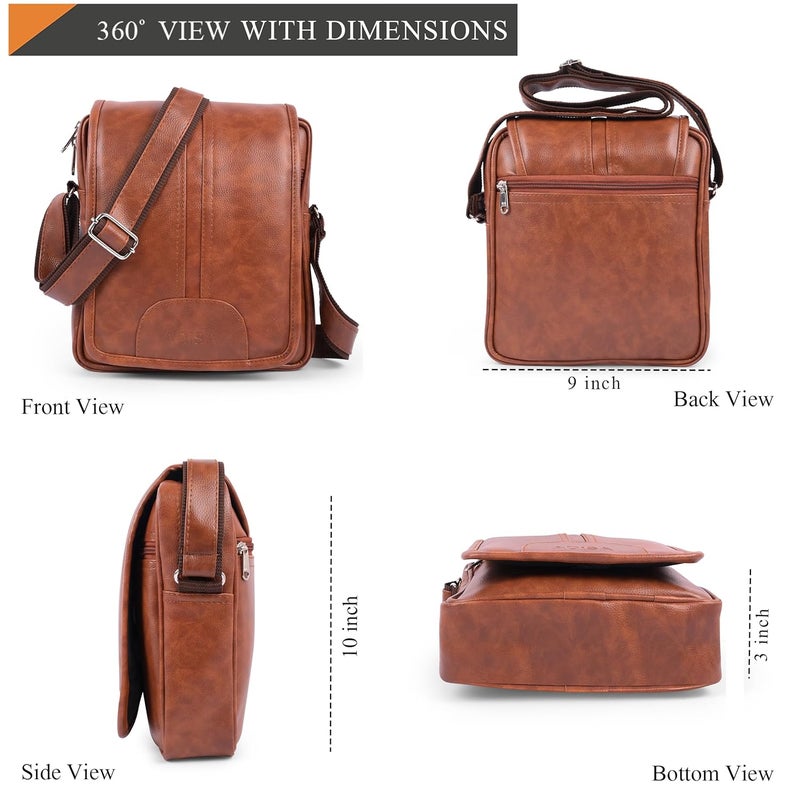 ADISA Faux Leather Unisex Cross Body Travel Office Messenger Sling Bag (MS9015) - Image 3