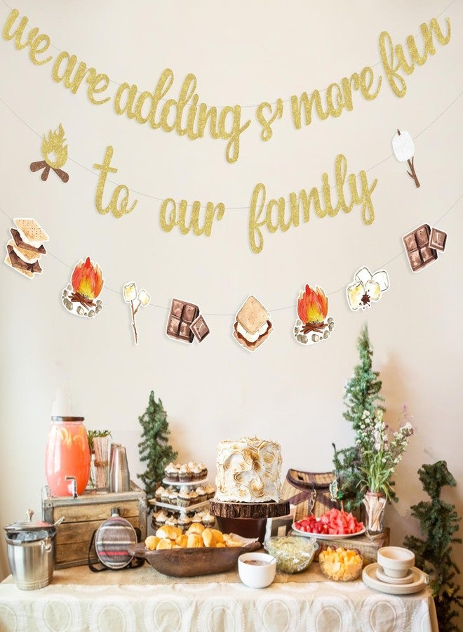 Fangleland S’more Theme We Are Adding S’more Fun to Our Family Banner, S’mores Hanging Sign for Camping Baby Shower Marshmallows Favors Decor, Campfire Camper Gender Reveal Party Decorations - Image 2