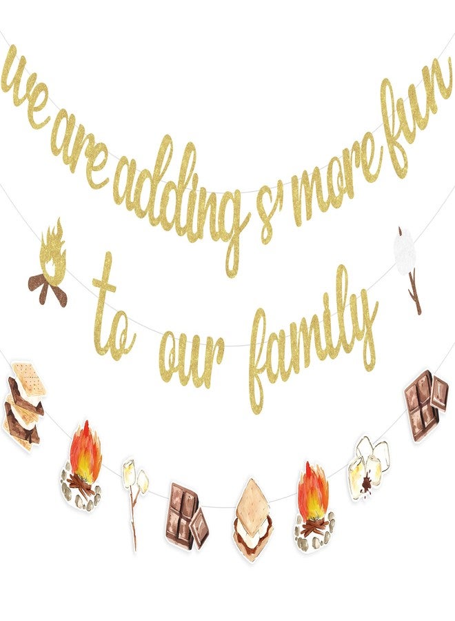 Fangleland S’more Theme We Are Adding S’more Fun to Our Family Banner, S’mores Hanging Sign for Camping Baby Shower Marshmallows Favors Decor, Campfire Camper Gender Reveal Party Decorations - Image 1
