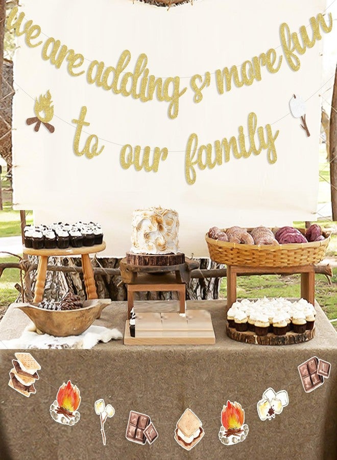 Fangleland S’more Theme We Are Adding S’more Fun to Our Family Banner, S’mores Hanging Sign for Camping Baby Shower Marshmallows Favors Decor, Campfire Camper Gender Reveal Party Decorations - Image 3