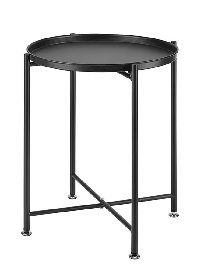 LAWAZIM - Black Table -44*44*50cm- Modern Look Sturdy Matte Round Side Table End Table with Spacious Easy to Clean Tray -for Indoors in Entryways, Hallways, Living Rooms and Outdoors in Patio and Garden - Image 1