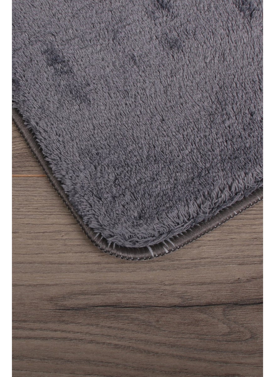 Bonny Home Relax Anthracite 80X150 + 50X80 cm Large Size 2-Piece Bathroom Carpet Mat Set Non-Slip Toilet Seat Set  - Image 2