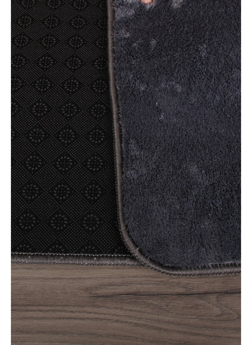 Bonny Home Relax Anthracite 80X150 + 50X80 cm Large Size 2-Piece Bathroom Carpet Mat Set Non-Slip Toilet Seat Set  - Image 4