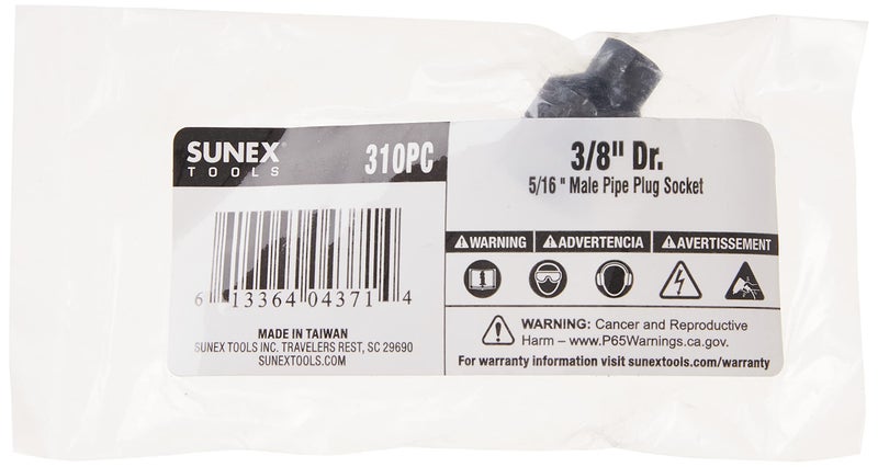 SUNEX TOOLS 310PC 3/8-Inch Drive 5/16-Inch Male Pipe Plug Socket - Image 4