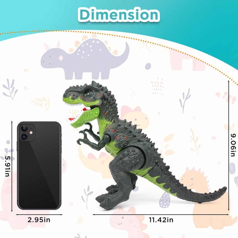 DPAPDI Electric Walking Dinosaur Toys for Kids - Small Tyrannosaurus with Detachable Tail Simulated Flame and Realistic Sounds, Best Dino Gifts for Boys & Girls 3-5 5-7 - Image 2