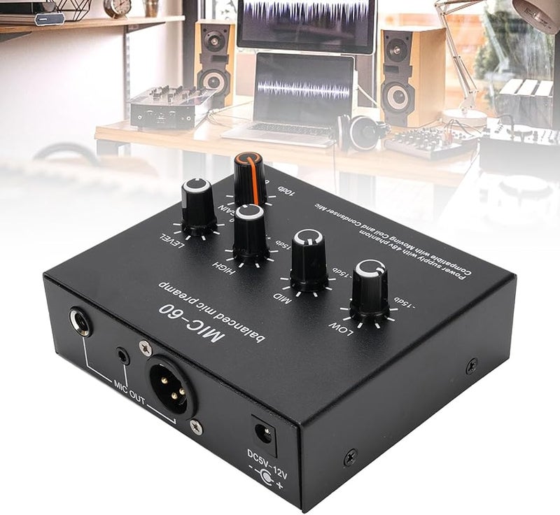 Balanced 3 Channel Microphone Preamp 60db Gain With 3 5mm Sound Cable - Image 4