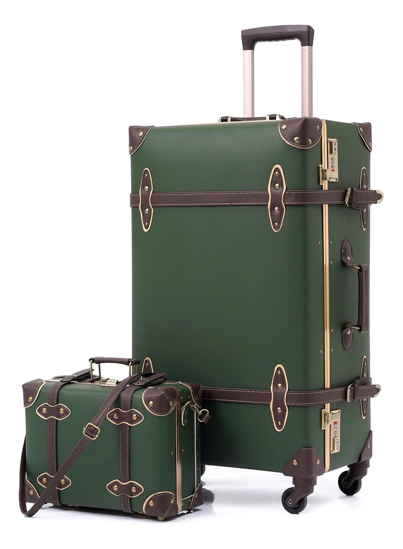 Concept مجموعة حقائب سفر مصممة مقاومة للاهتراء مكونة من قطعتين - حقيبة سفر بعجلات مقاس 26 بوصة مع عجلات دوارة وحقيبة تجميل مقاس 12 بوصة - Image 1