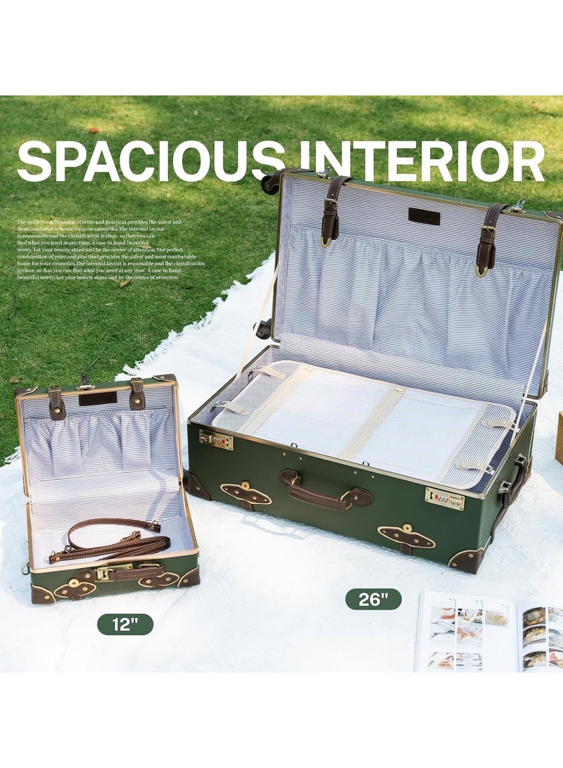 Concept مجموعة حقائب سفر مصممة مقاومة للاهتراء مكونة من قطعتين - حقيبة سفر بعجلات مقاس 26 بوصة مع عجلات دوارة وحقيبة تجميل مقاس 12 بوصة - Image 5