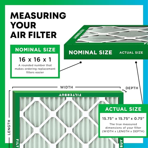 Filterbuy 16x16x1 Air Filter MERV 13 Optimal Defense (4-Pack), Pleated HVAC AC Furnace Air Filters Replacement (Actual Size: 15.75 x 15.75 x 0.75 Inches) - Image 2