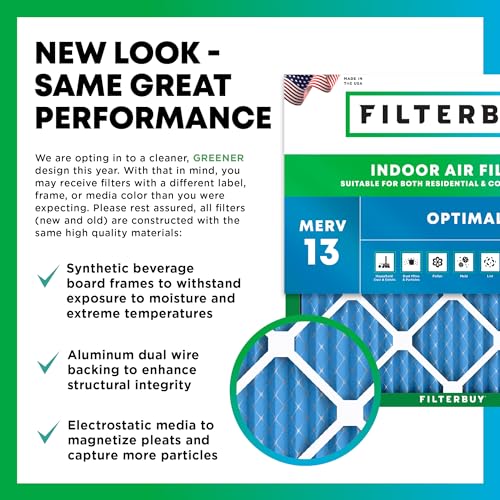 Filterbuy 16x16x1 Air Filter MERV 13 Optimal Defense (4-Pack), Pleated HVAC AC Furnace Air Filters Replacement (Actual Size: 15.75 x 15.75 x 0.75 Inches) - Image 3