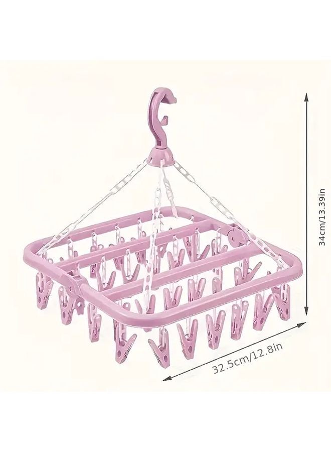 Foldable Clothes Drying Rack 32 Hooks Blue Space Saving For Towels Socks Underwear - Image 5