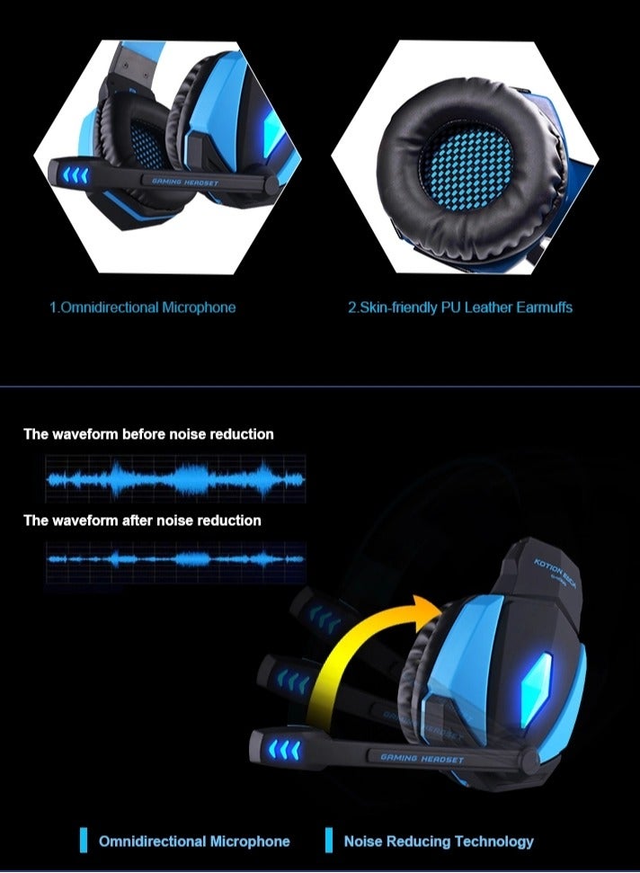 Datazone Wired Gaming Headset with Professional Blue Lighting, Noise Cancelling, and High-Precision Surround Sound – Compatible with PS5, PS4, PC, XBOX – High Quality and Designed for Gaming Enthusiasts  - Image 5