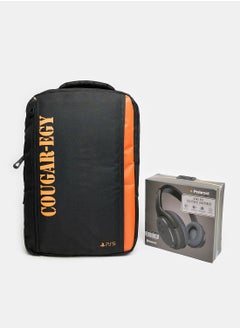 Waterproof Storage Bag for Sony Playstation 5 Console and Game Controller - Black in Orange + Free Gift