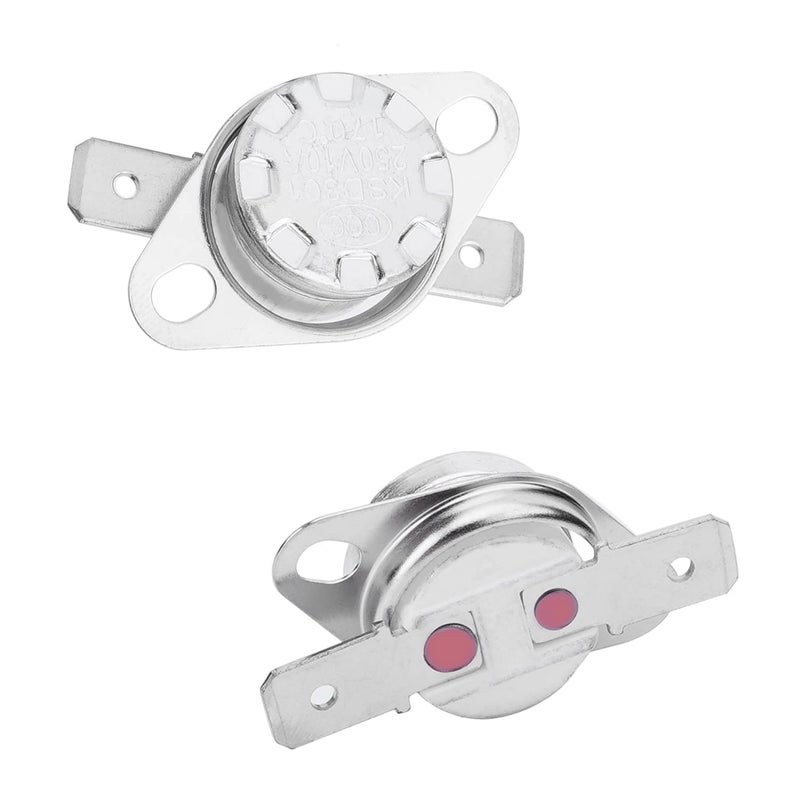 Fielect 2Pcs KSD301 Thermostat 170°C/338°F Normally Closed N.C Snap Disc Limit Control Thermal Switch Microwave Thermostat Switch Silver Tone - Image 1