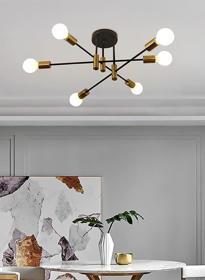 Bukela Mid Century Sputnik Chandelier Modern Adjustable Ceiling Lighting 6 Lights Industrial Mount Pendant Light Fixture for Kitchen Living Dining Room Bedroom Foyer - Image 2