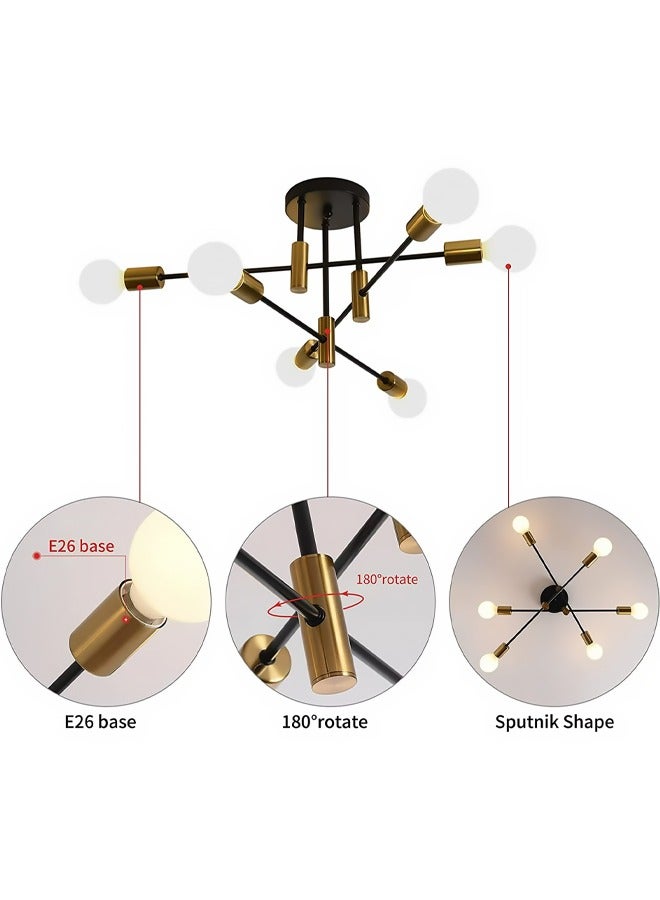 Bukela Mid Century Sputnik Chandelier Modern Adjustable Ceiling Lighting 6 Lights Industrial Mount Pendant Light Fixture for Kitchen Living Dining Room Bedroom Foyer - Image 3