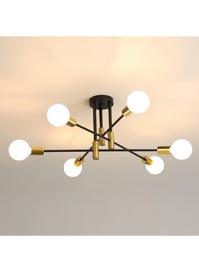 Bukela Mid Century Sputnik Chandelier Modern Adjustable Ceiling Lighting 6 Lights Industrial Mount Pendant Light Fixture for Kitchen Living Dining Room Bedroom Foyer - Image 5