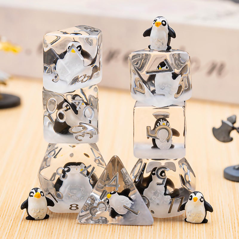 Maywin Penguin DND Resin Dice Set Polyhedral DD Dice Penguin Dice D and D for Dungeons and Dragons MTG RPG Board Games for 15 Years and Up - Image 3