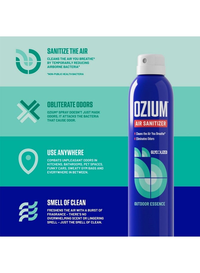 Ozium أوزيوم 3.5 أونصة. معقم هواء ومزيل روائح 4 عبوات للمنازل والسيارات والمكاتب والمزيد، جو خارجي، 4 عبوات، متعدد - Image 1